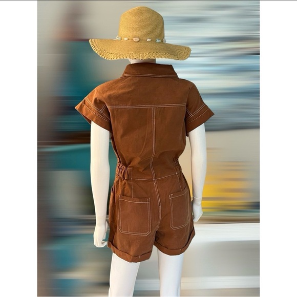 BAEVELY denim rusty brown romper size SMALL - Picture 6 of 6